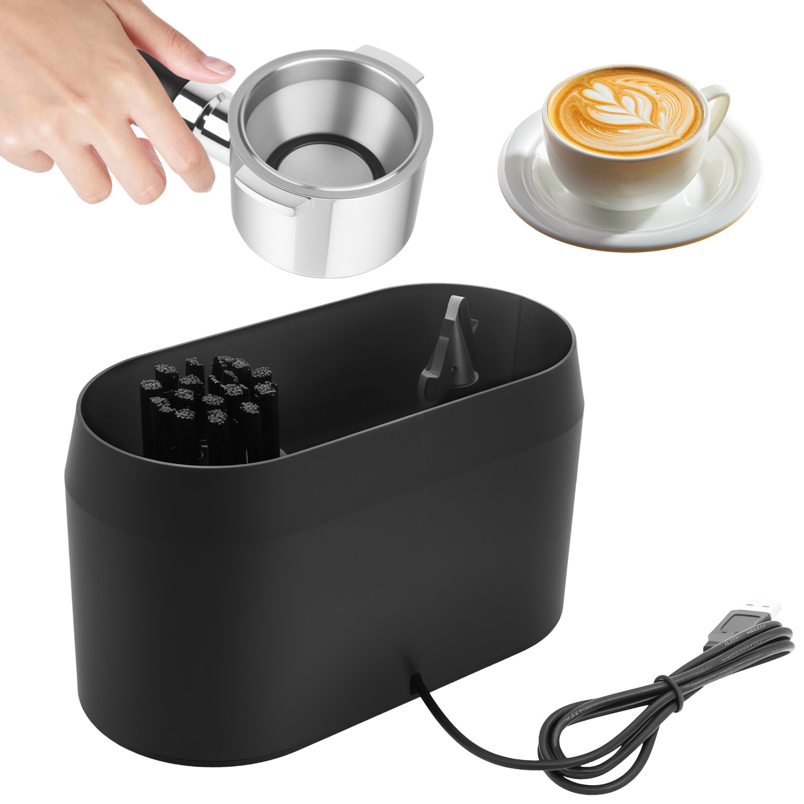 Coffee Equipment Holder - Automatic Knock Box Cleaner Electric Automatic